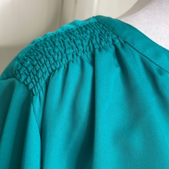 Laura Scott Woman Teal Blouse Tunic Size 3X Button Down Collarless Top Plus - Picture 6 of 11